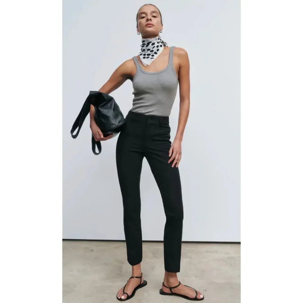 AYR The Daily Dose Black Stretch Straight Leg Cropped Pants Size 29 Classic
